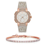 Michael Kors Sidney Chronograph White Dial Beige Leather Strap Watch For Women - MK6949 Authentic Buy Shop Now
