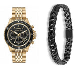 Michael Kors Bayville Chronograph Black Dial Gold Steel Strap Watch For Men - MK8726 Authentic Buy Shop Now