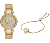 Michael Kors Parker Analog Crystals Gold Dial Gold Steel Strap Watch For Women - MK7283 Authentic Buy Shop Now