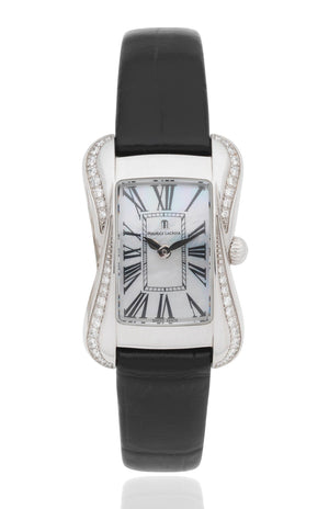 Maurice Lacroix Divina White Mother of Pearl Dial Black Leather Strap Watch for for Women - DV5011-SD531-120 Authentic Buy Shop Now