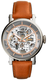 Fossil Boyfriend Automatic Skeleton Silver Dial Brown Leather Strap Watch for Women - ME3109 Authentic Buy Shop Now