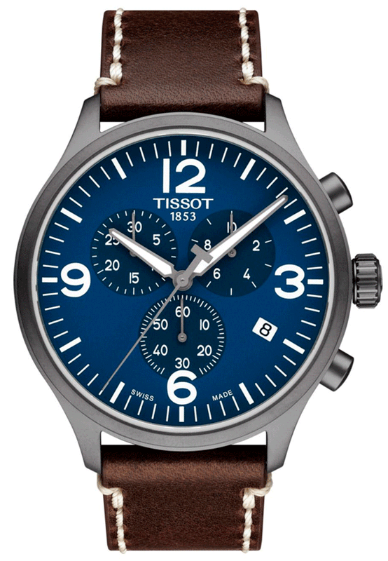 Tissot Chrono XL Blue Dial Brown Leather Strap Watch For Men - T116.617.36.047.00 Authentic Buy Shop Now