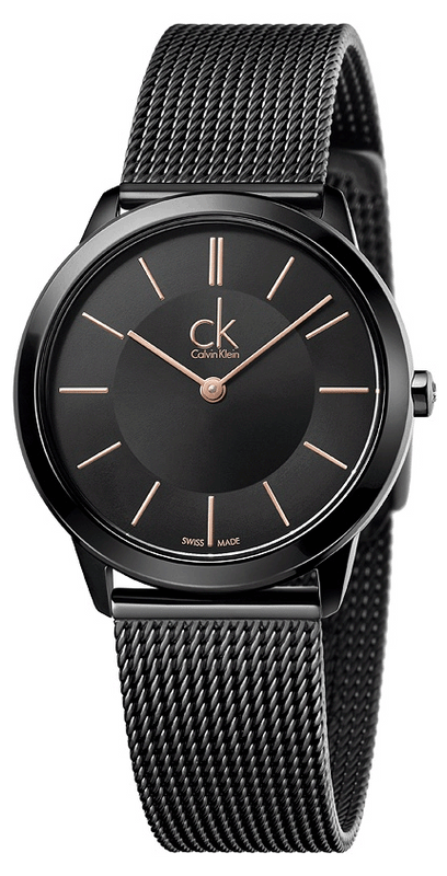 Calvin Klein Minimal Black Dial Black Mesh Bracelet Watch for Women - K3M22421 Authentic Buy Shop Now