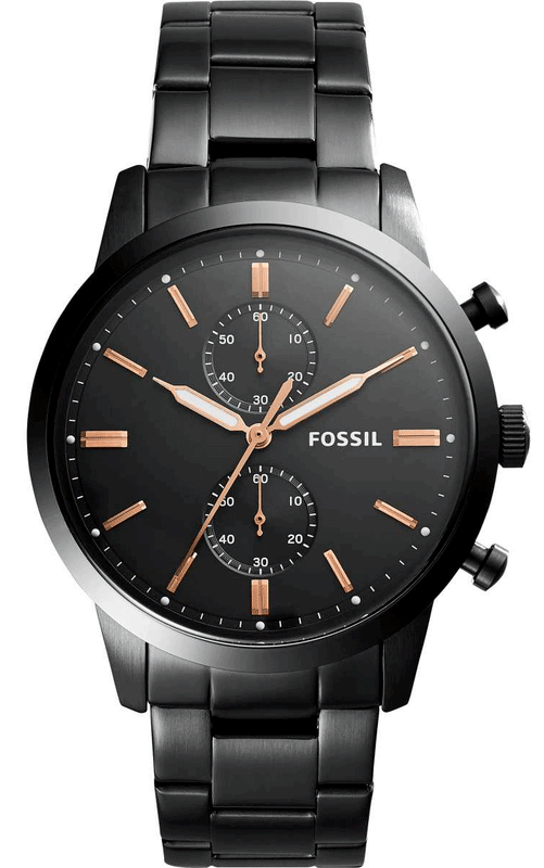 Fossil Townsman Chronograph Black Dial Black Steel Strap Watch for Men - FS5379 Authentic Buy Shop Now