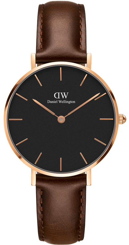 Daniel Wellington Classic Petite Bristol Black Dial Brown Leather Strap Watch For Women - DW00100165 Authentic Buy Shop Now