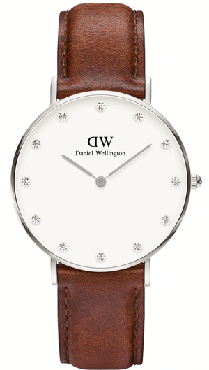 Daniel Wellington Classy St Mawes White Dial Brown Leather Strap Watch For Women - DW00100079 Authentic Buy Shop Now