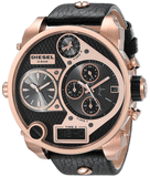 Diesel Big Daddy Gold & Black Dial Black Leather Strap Watch For Men - DZ7261 Authentic Buy Shop Now