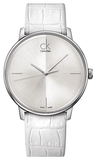 Calvin Klein Accent Silver Dial White Leather Strap Watch for Women - K2Y2X1K6 Authentic Buy Shop Now