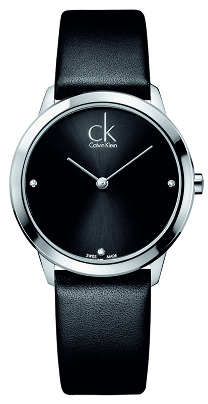Calvin Klein Minimal Black Dial Black Leather Strap Watch for Men - K3M221CS Authentic Buy Shop Now