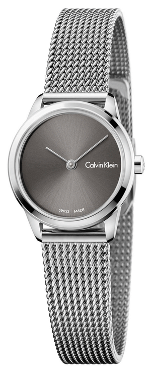 Calvin Klein Minimal Grey Dial Silver Mesh Bracelet Watch for Women - K3M231Y3 Authentic Buy Shop Now