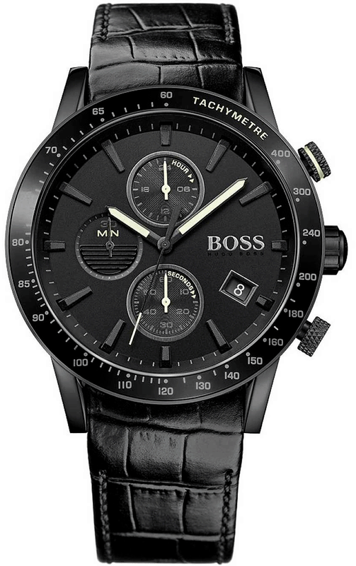 Hugo Boss Rafale Chronograph Black Dial Black Leather Strap Watch For Men - 1513389 Authentic Buy Shop Now
