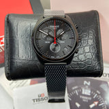 Tissot T Classic PR 100 Chronograph Black Dial Black Mesh Bracelet Watch For Men - T101.417.33.051.00 Authentic Buy Shop Now
