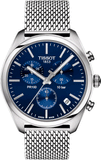 Tissot PR 100 Chronograph Blue Dial Silver Mesh Bracelet Watch for Men - T101.417.11.041.00 Authentic Buy Shop Now