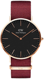 Daniel Wellington Classic Roselyn Black Dial Maroon Nylon Strap Watch For Women - DW00100269 Authentic Buy Shop Now
