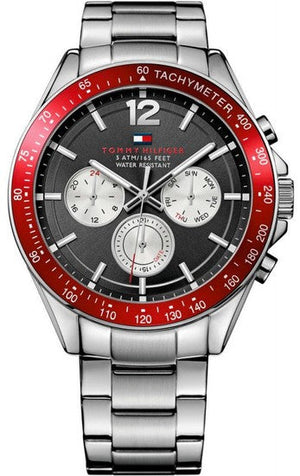 Tommy Hilfiger Luke Chronograph Black Dial Silver Steel Strap Watch for Men - 1791122 Authentic Buy Shop Now