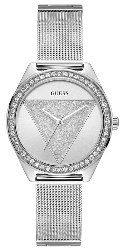 Guess Tri Glitz Quartz Silver Dial Silver Mesh Bracelet Watch For Women - W1142L1 Authentic Buy Shop Now
