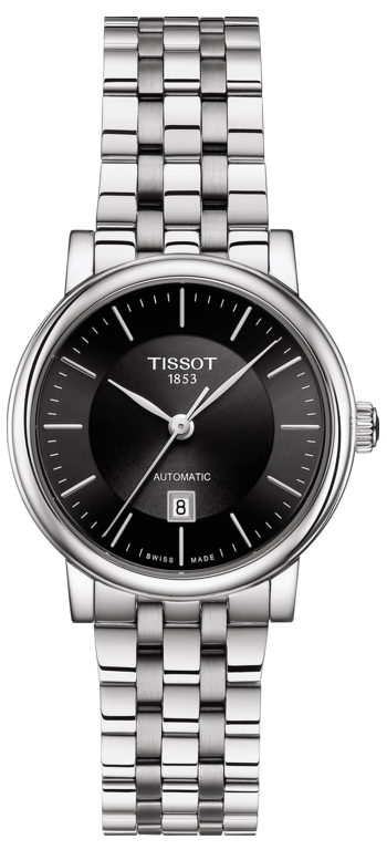 Tissot T Classic Carson Premium Automatic Lady Black Dial Silver Steel Strap Watch for Women - T122.207.11.051.00 Authentic Buy Shop Now