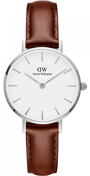 Daniel Wellington Petite White Dial Brown Leather Strap Watch For Women - DW00100243 Authentic Buy Shop Now