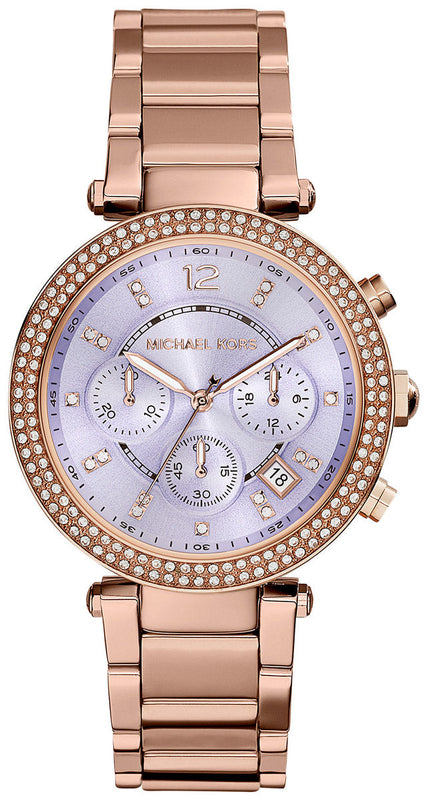 Michael Kors Parker Purple Dial Rose Gold Steel Strap Watch for Women - MK6169 Authentic Buy Shop Now