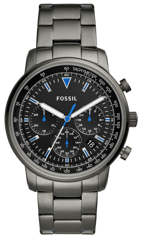 Fossil Goodwin Chrono Analog Black Dial Grey Steel Strap Watch for Men - FS5518 Authentic Buy Shop Now