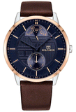 Tommy Hilfiger Hunter Blue Dial Brown Leather Strap Watch for Men - 1791605 Authentic Buy Shop Now