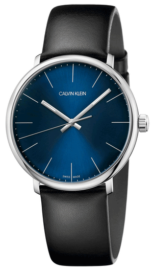 Calvin Klein High Noon Quartz Blue Dial Black Leather Strap Watch for Men - K8M211CN Authentic Buy Shop Now