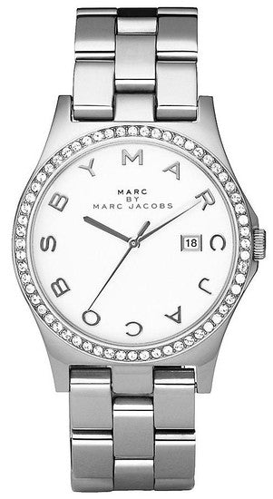Marc Jacobs Henry Diamonds White Dial Silver Steel Strap Watch for Women - MBM3044 Authentic Buy Shop Now