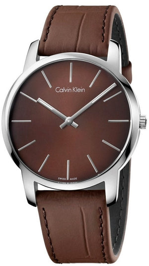 Calvin Klein City Brown Dial Brown Leather Strap Watch for Men - K2G211GK Authentic Buy Shop Now
