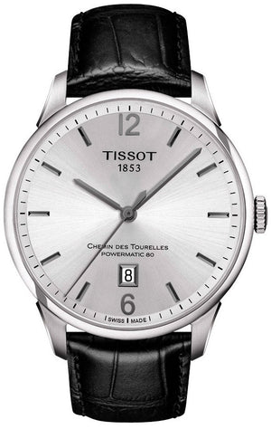 Tissot Chemin Des Tourelles Powermatic 80 Silver Dial Black Leather Strap Watch For Men - T099.407.16.037.00 Authentic Buy Shop Now
