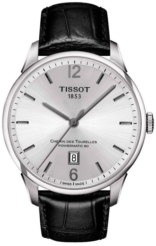 Tissot Chemin Des Tourelles Powermatic 80 Silver Dial Black Leather Strap Watch For Men - T099.407.16.037.00 Authentic Buy Shop Now