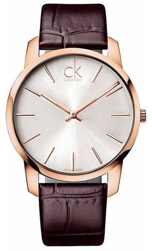 Calvin Klein City White Dial Brown Leather Strap Watch for Men - K2G21629 Authentic Buy Shop Now