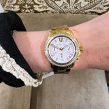 Michael Kors Everest Chronograph White Dial Gold Steel Strap Watch For Women - MK7212 Authentic Buy Shop Now