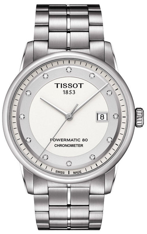 Tissot T Classic Luxury Powermatic 80 White Dial Silver Steel Strap Watch For Men - T086.408.11.016.00 Authentic Buy Shop Now