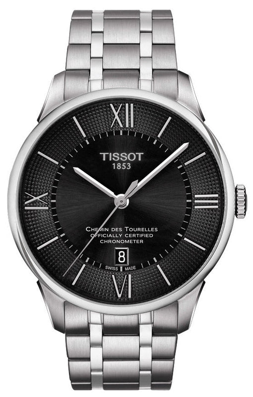 Tissot T Classic Chemin Des Tourelles Chronometer Black Dial Silver Steel Strap Watch For Men - T099.408.11.058.00 Authentic Buy Shop Now