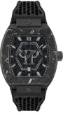 Philipp Plein Hexagon Phantom Black Dial Black Silicone Strap Watch For Men- PWPUA0624 Authentic Buy Shop Now