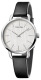 Calvin Klein Even Silver Black Leather Strap Watch for Women - K7B231C6 Authentic Buy Shop Now