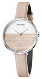 Calvin Klein Rise White Beige Dial Beige Leather Strap Watch for Women - K7A231XH Authentic Buy Shop Now