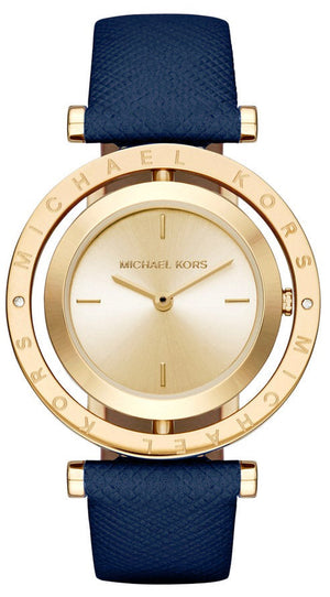 Michael Kors Averi Gold Dial Navy Blue Leather Strap Watch for Women - MK2526 Authentic Buy Shop Now