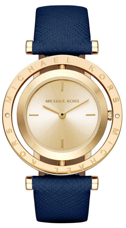 Michael Kors Averi Gold Dial Navy Blue Leather Strap Watch for Women - MK2526 Authentic Buy Shop Now