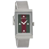 Gucci G Frame Red and Green Dial Silver Mesh Bracelet Watch For Women - YA147401 Authentic Buy Shop Now