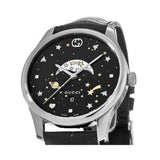 Gucci G-Timeless Moonphase Black Dial Black Leather Strap Watch For Men - YA126327 Authentic Buy Shop Now