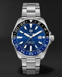 Tag Heuer Aquaracer GMT Calibre 6 Automatic Blue Dial Silver Steel Strap Watch for Men - WAY201T.BA0927 Authentic Buy Shop Now