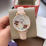 Fossil Jacqueline Three Hand Mother of Pearl Dial Pink Leather Strap Watch for Women - ES4671 Authentic Buy Shop Now