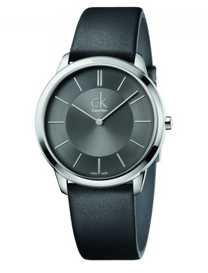 Calvin Klein Minimal Black Dial Black Leather Strap Watch for Men - K3M211C4 Authentic Buy Shop Now