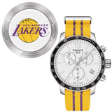 Tissot Quickster Chronograph NBA LA Lakers White Dial Yellow NATO Strap Watch for Men - T095.417.17.037.05 Authentic Buy Shop Now