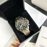 Emporio Armani Diver Chronograph Green Dial Two Tone Steel Strap Watch For Men - AR11361 Authentic Buy Shop Now
