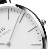 Daniel Wellington Classic Sheffield White Dial Black Leather Strap Watch For Men - DW00100020 Authentic Buy Shop Now