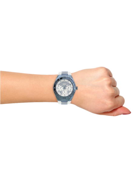 Guess Luna Diamonds White Dial White Rubber Strap Watch for Women - W0653L2 Authentic Buy Shop Now