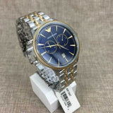 Emporio Armani Classic Blue Dial Two Tone Steel Strap Watch For Men - AR1847 Authentic Buy Shop Now