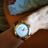 Marc Jacobs Blade White Dial Brown Leather Strap Watch for Women - MBM1218 Authentic Buy Shop Now